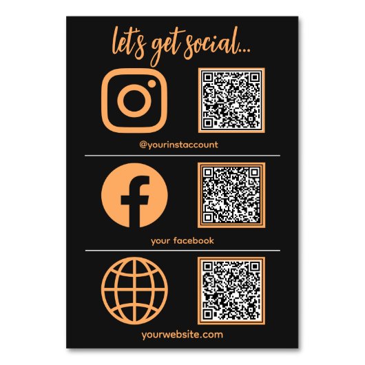 Zakelijk social media teken met QR-code Kaart (Voorkant)