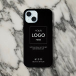 Zakelijk Social Media Zwart iPhone 15 Case<br><div class="desc">Transformeer uw iPhone in een krachtige marketingtool met ons aangepaste hoesje! Ideaal voor kleine bedrijven, dit hoesje toont uw logo en slogan, het maken van een gewaagde uitspraak over uw merk. Hieronder hebben we uw contactgegevens opgenomen, zodat u deze gemakkelijk kunt raadplegen. Bovendien is er ruimte voor drie sociale mediapictogrammen...</div>