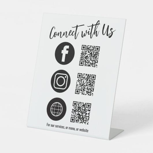 Zakelijk tafelblad QR-code Eenvoudige sociale medi Reclamebord Met Voetstuk (Voorkant)