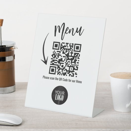 Zakelijk Tafelblad QR Code Modern Logo Menu Reclamebord Met Voetstuk (Insitu)