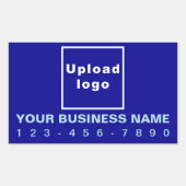 Zakelijk telefoonnummer op blauwe Sticker Rechthoe (Voorkant)