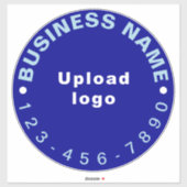 Zakelijk telefoonnummer op Blue Large Round Vinyl Sticker (Vel)