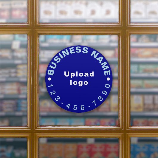 Zakelijk telefoonnummer op Blue Large Round Vinyl Sticker