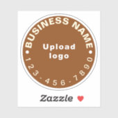 Zakelijk telefoonnummer op Brown Round Vinyl Stick Sticker (Vel)
