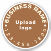Zakelijk telefoonnummer op Brown Round Vinyl Stick Sticker (Voorkant)