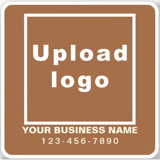 Zakelijk telefoonnummer op Brown Square Vinyl Sticker (Voorkant)