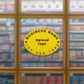 Zakelijk telefoonnummer op geel groot ovaal vinyl sticker