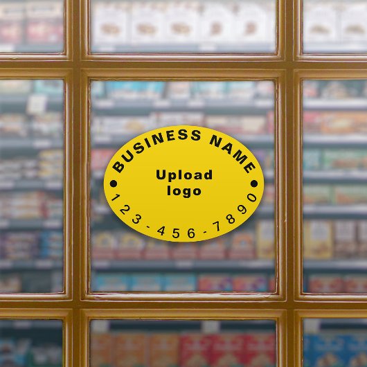 Zakelijk telefoonnummer op geel groot ovaal vinyl sticker