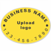 Zakelijk telefoonnummer op geel groot ovaal vinyl sticker (Voorkant)