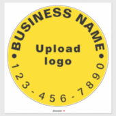 Zakelijk telefoonnummer op geel groot rond vinyl sticker (Vel)