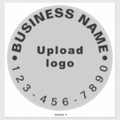 Zakelijk telefoonnummer op grijs groot rond vinyl sticker (Vel)