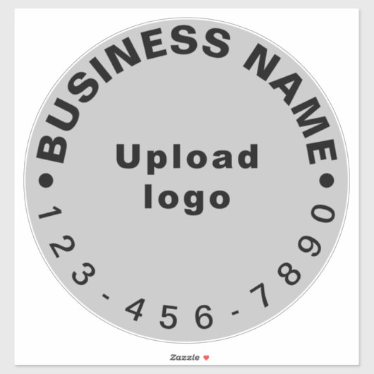 Zakelijk telefoonnummer op grijs groot rond vinyl sticker (Vel)