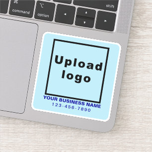 Zakelijk telefoonnummer op lichtblauw vierkant vin sticker