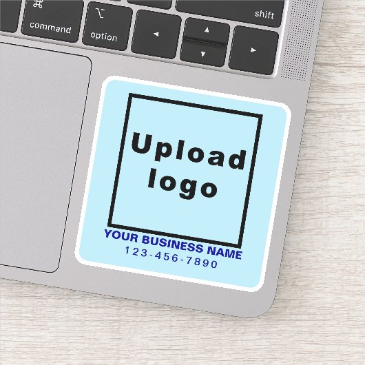 Zakelijk telefoonnummer op lichtblauw vierkant vin sticker (Detail)