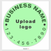 Zakelijk Telefoonnummer op Lichtgroen Groot Rond Sticker (Vel)