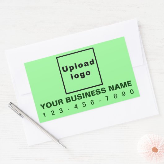 Zakelijk telefoonnummer op lichtgroen rechthoekige sticker (Envelop)