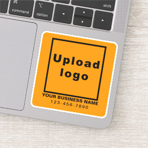 Zakelijk telefoonnummer op oranje vierkante vinyl sticker