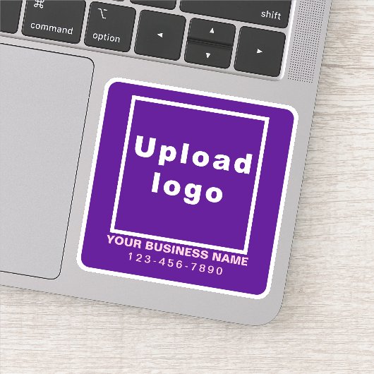 Zakelijk telefoonnummer op Paarse Square Vinyl Sticker (Detail)