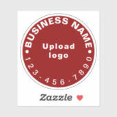 Zakelijk telefoonnummer op Red Round Vinyl Sticker (Vel)