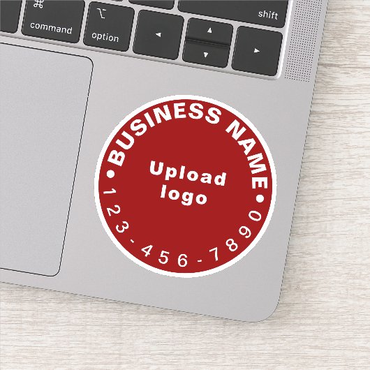 Zakelijk telefoonnummer op Red Round Vinyl Sticker (Detail)