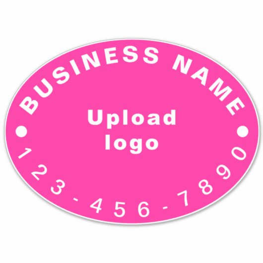 Zakelijk telefoonnummer op roze groot ovaal vinyl sticker (Voorkant)