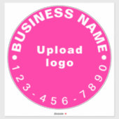 Zakelijk telefoonnummer op roze groot rond vinyl sticker (Vel)