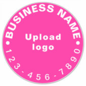 Zakelijk telefoonnummer op roze groot rond vinyl sticker (Voorkant)
