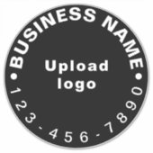 Zakelijk telefoonnummer op zwart groot rond vinyl sticker (Voorkant)