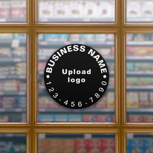 Zakelijk telefoonnummer op zwart groot rond vinyl sticker