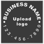 Zakelijk telefoonnummer op zwart groot vierkant vi sticker (Voorkant)