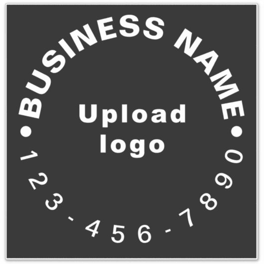 Zakelijk telefoonnummer op zwart groot vierkant vi sticker (Voorkant)