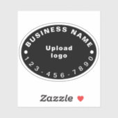 Zakelijk telefoonnummer op zwart ovaal vorm vinyl sticker (Vel)