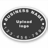 Zakelijk telefoonnummer op zwart ovaal vorm vinyl sticker (Voorkant)