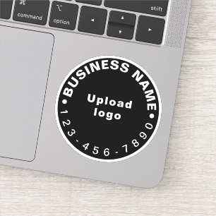 Zakelijk telefoonnummer op zwarte ronde vinyl stic sticker