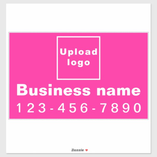 Zakelijk telefoonnummer, roze groot rechthoek viny sticker (Vel)