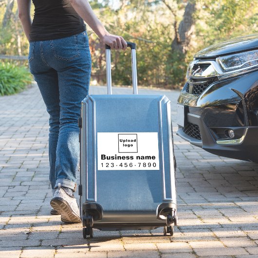 Zakelijk telefoonnummer, wit groot rechthoek vinyl sticker (Koffer Insitu)