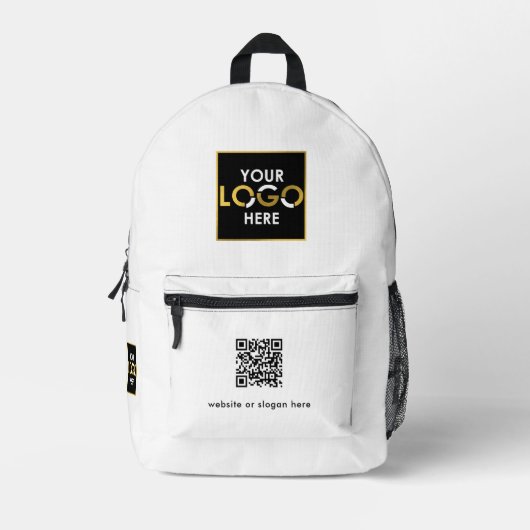 Zakelijk Uw Logo QR Code Tekst Promotie Wit Bedrukte Rugzak (Voorkant)