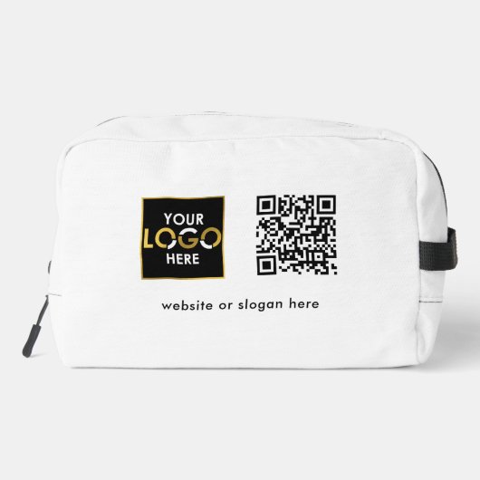Zakelijk Uw Logo QR Code Tekst Promotie Wit Toilettasje (Achterkant)