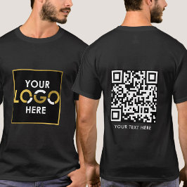 Zakelijk Uw Logo QR Code Tekst Promotie Zwart T-shirt