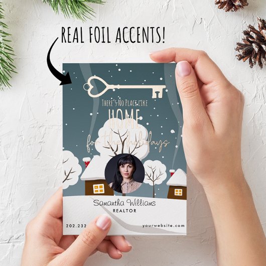 Zakelijk Vastgoed Makelaar Vakantie Wenskaart Folie Feestdagenkaart