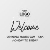 Zakelijk venster Cling met Welkom & openingstijden Raamsticker (Vel)