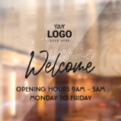 Zakelijk venster Cling met Welkom & openingstijden Raamsticker (Vel 2)