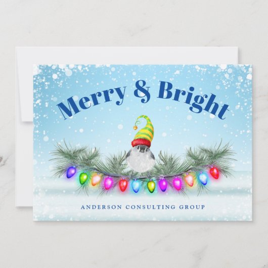 Zakelijk Vrolijk en Helder Vrolijk Feestdagenkaart (Voorkant)