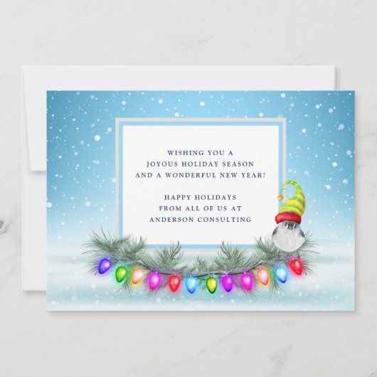 Zakelijk Vrolijk en Helder Vrolijk Feestdagenkaart (Achterkant)