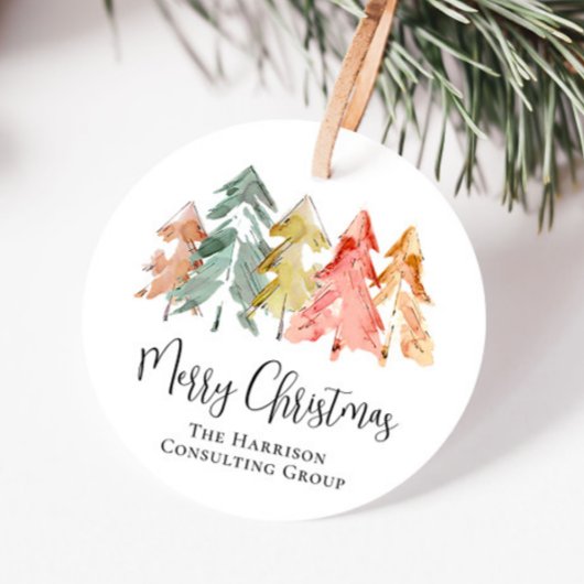 Zakelijk Vrolijk Kerstfeest Waterverf Vakantie Bedankjes Labels