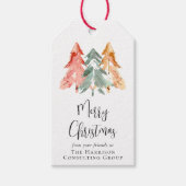 Zakelijk Vrolijk Kerstfeest Waterverf Vakantie Cadeaulabel (Voorkant)