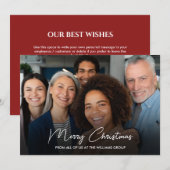 Zakelijk Vrolijk Kerstmis Rood Team Foto Feestdagenkaart (Voorkant / Achterkant)