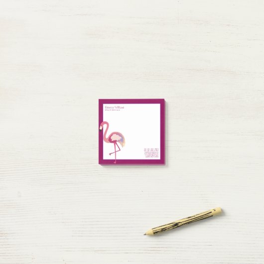 Zakelijk | Waterverf Flamingo Post-it® Notes (Op bureau)