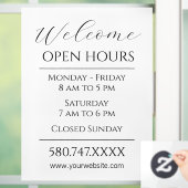 Zakelijk Welkom en Openingstijden Zwart-wit Raamsticker (Huis)