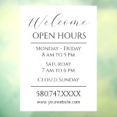 Zakelijk Welkom en Openingstijden Zwart-wit Raamsticker (Vel 3)